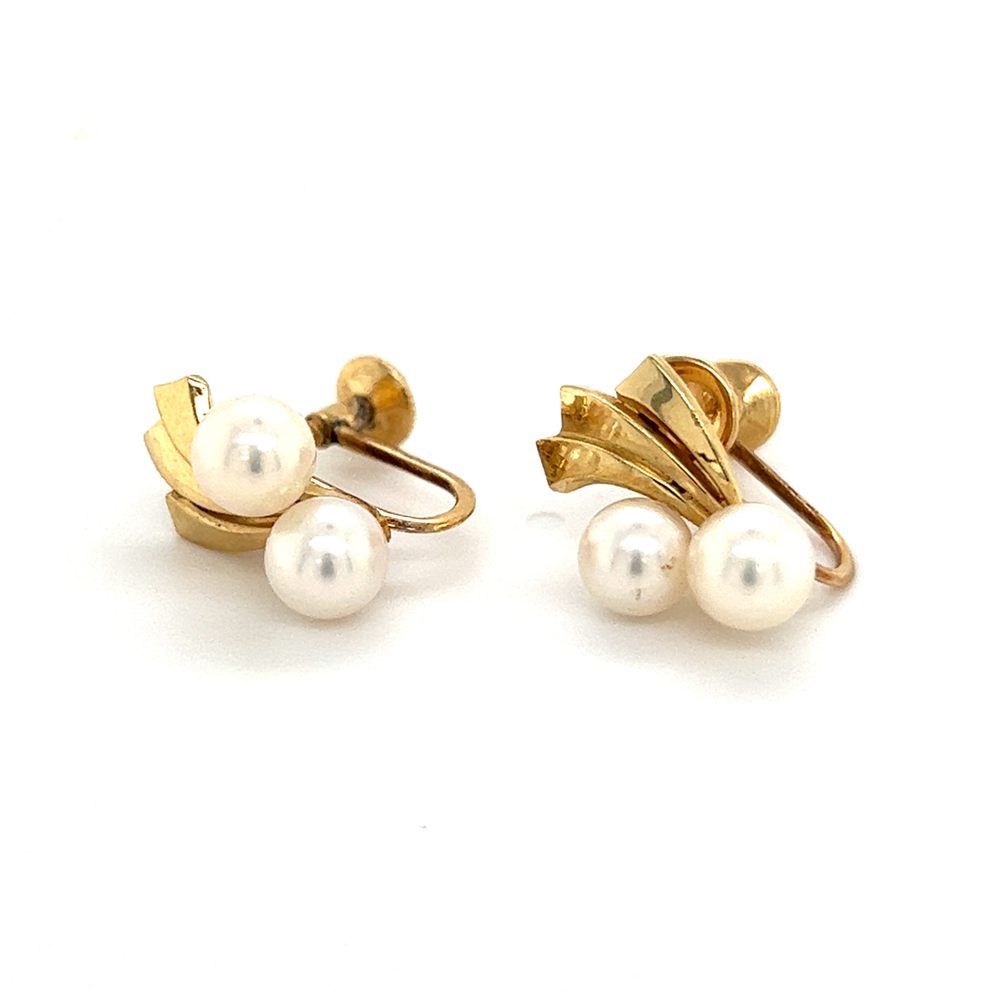 Mikimoto Estate Akoya Pearl Earrings 14k Gold 5.70 mm 4.5 Grams M252 - Certified Fine Jewelry