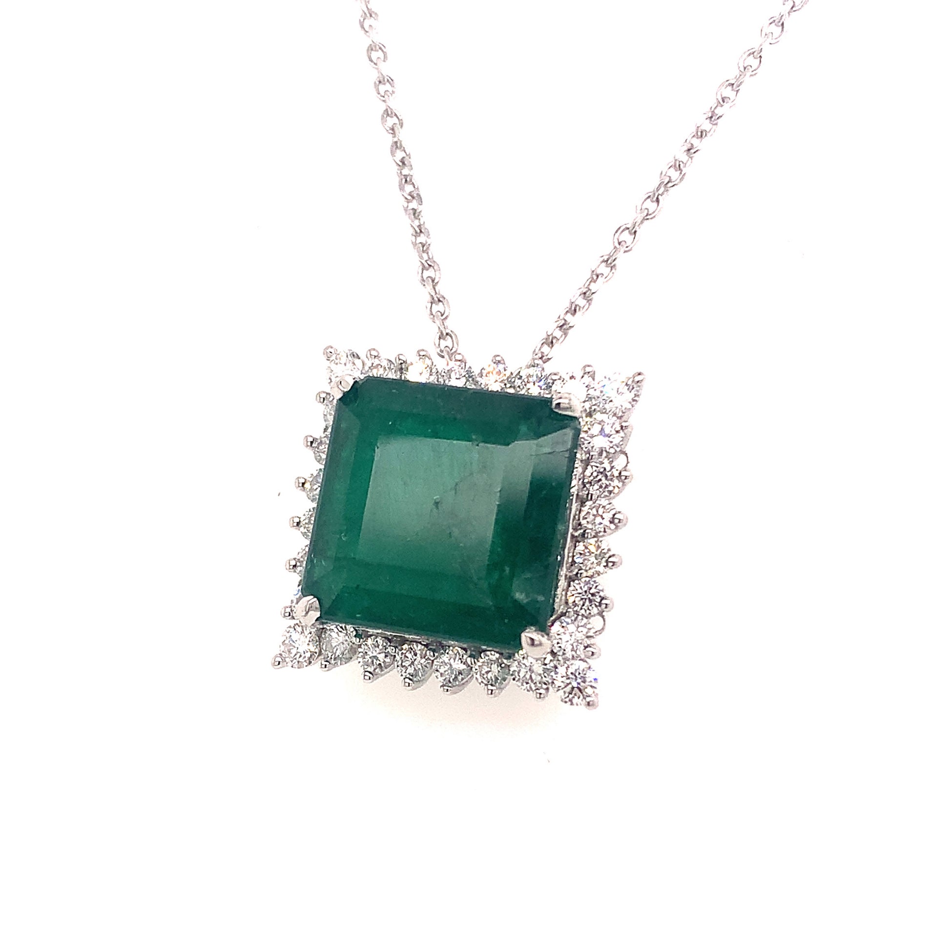 Diamond Emerald Necklace 18" Platinum 9.70 TCW GIA Certified $16,950 921902 - Certified Fine Jewelry