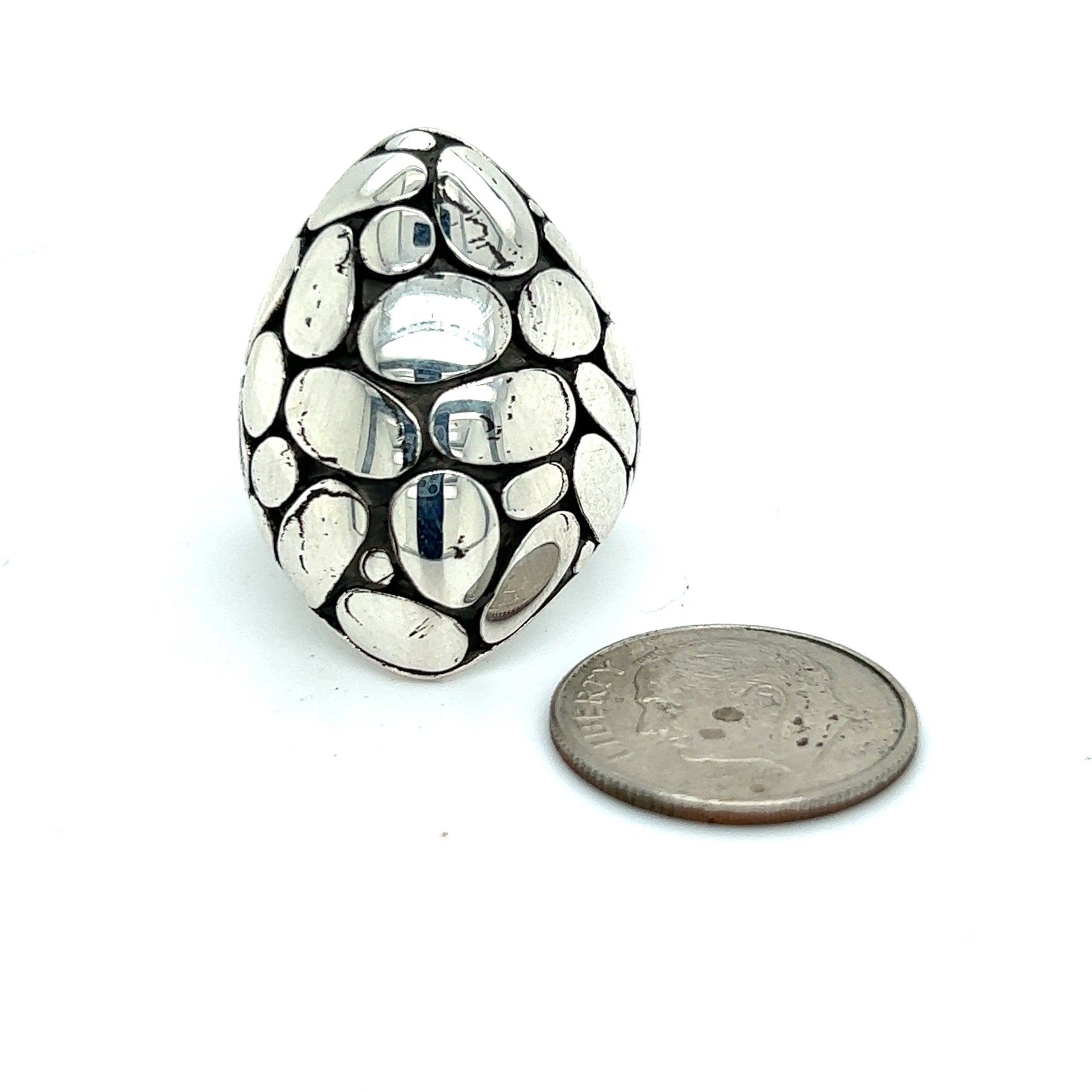 John Hardy Estate Ladies Kali Pebble Marquise Dome Ring Size 6 Sterling Silver JH10 - Certified Fine Jewelry