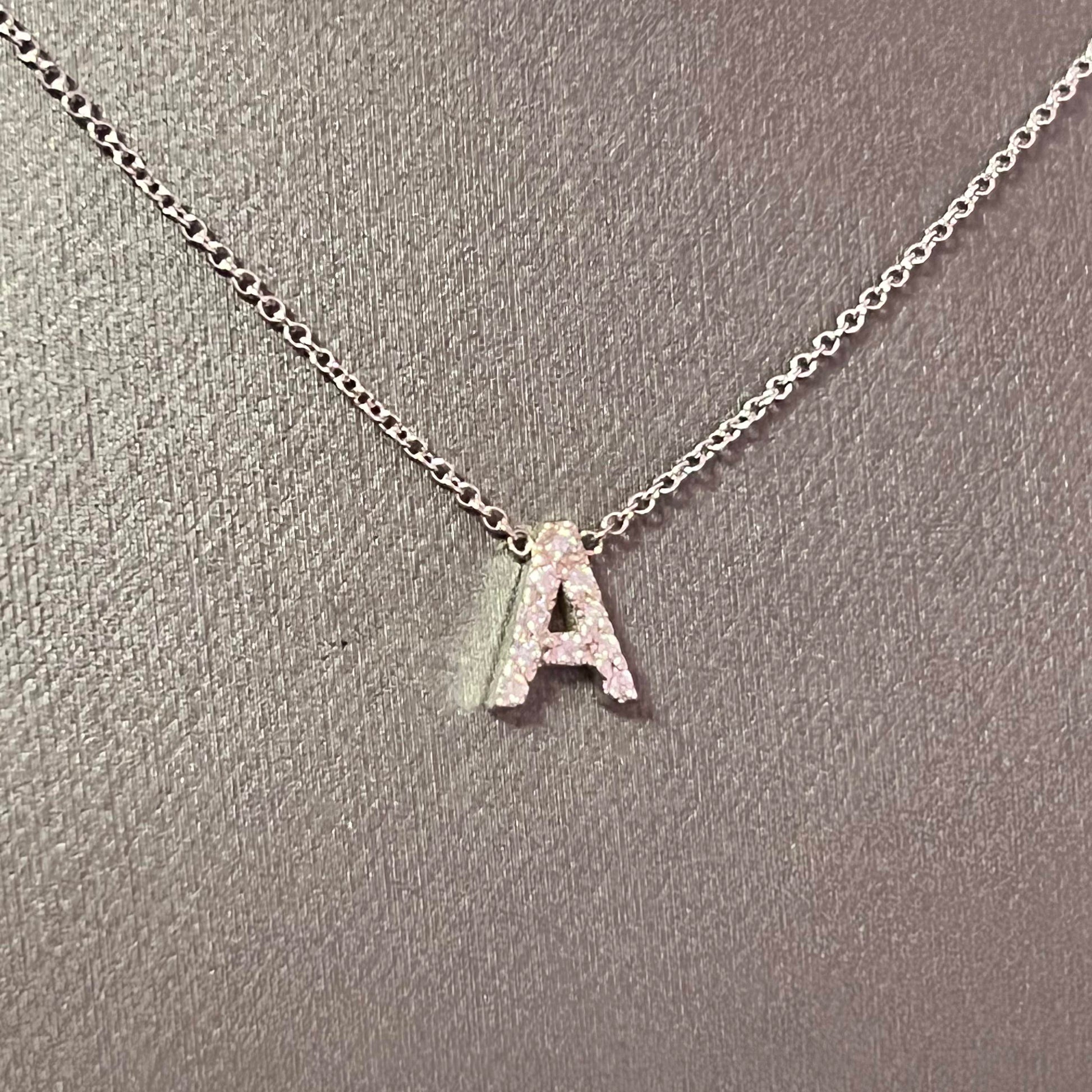 Diamond Letter "A" Pendant Necklace 18" 14k Gold 0.12 TCW Certified $1,950 121279 - Certified Fine Jewelry