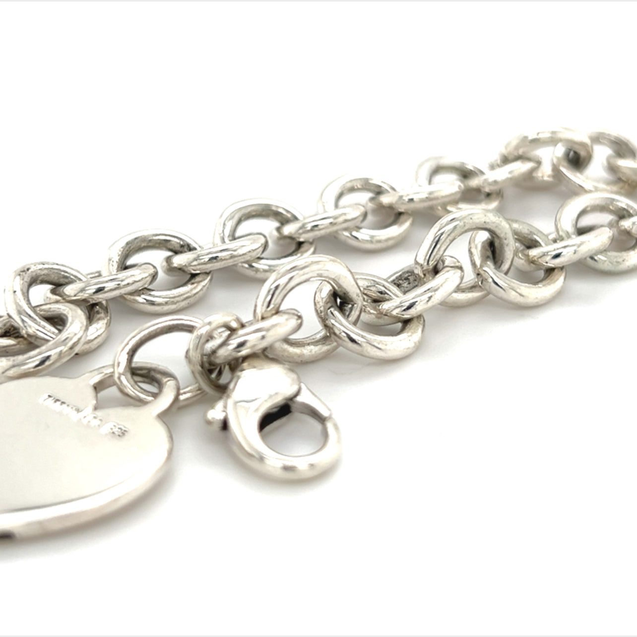 Tiffany & Co Estate Heart Charm Bracelet Sterling Silver 7.5" 36 Grams TIF254 - Certified Fine Jewelry
