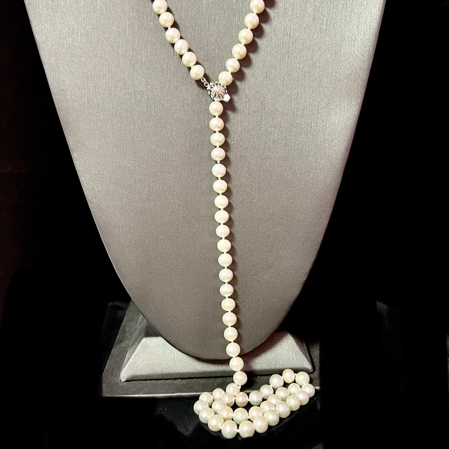 Akoya Pearl Necklace 36" 14k W Gold 7.5 mm 61.01g Certified $4,950 113106 - Certified Fine Jewelry