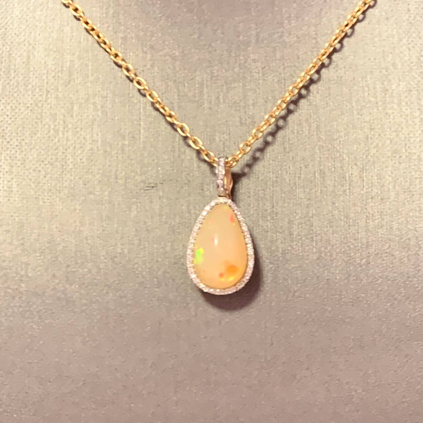 Natural Ethiopian Opal Diamond Necklace 17" 9.23 TCW Certified $5,950 114431 - Certified Fine Jewelry