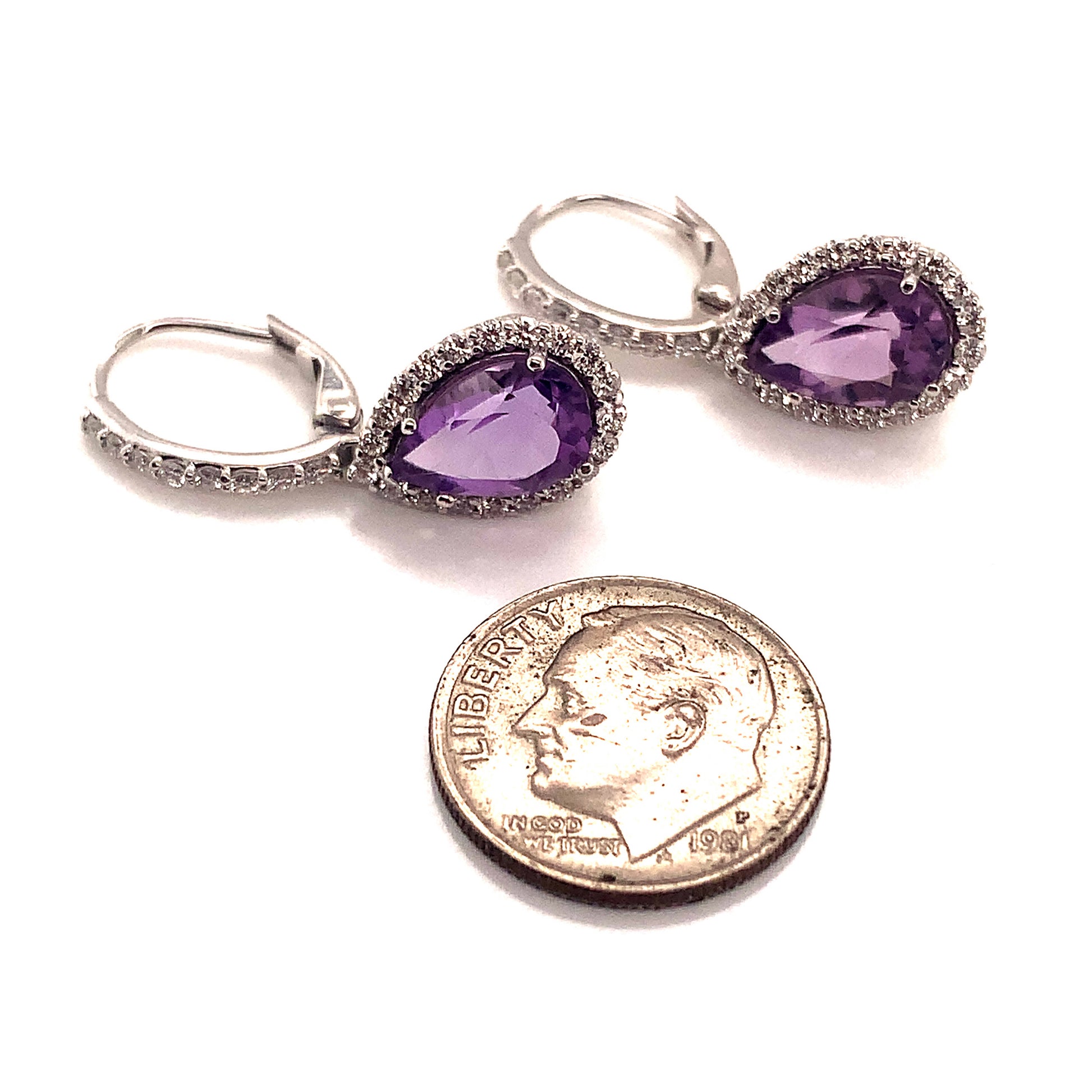 Natural Amethyst Diamond Earrings 14k Gold 4.25 TCW Certified $3,950 120527 - Certified Fine Jewelry