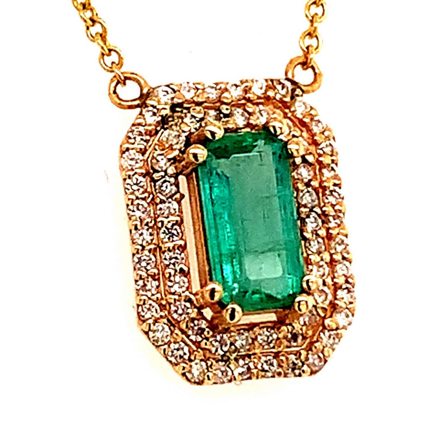 Natural Emerald Diamond Necklace 14k Gold 1.21 TCW 16" Certified $4,950 112176 - Certified Fine Jewelry