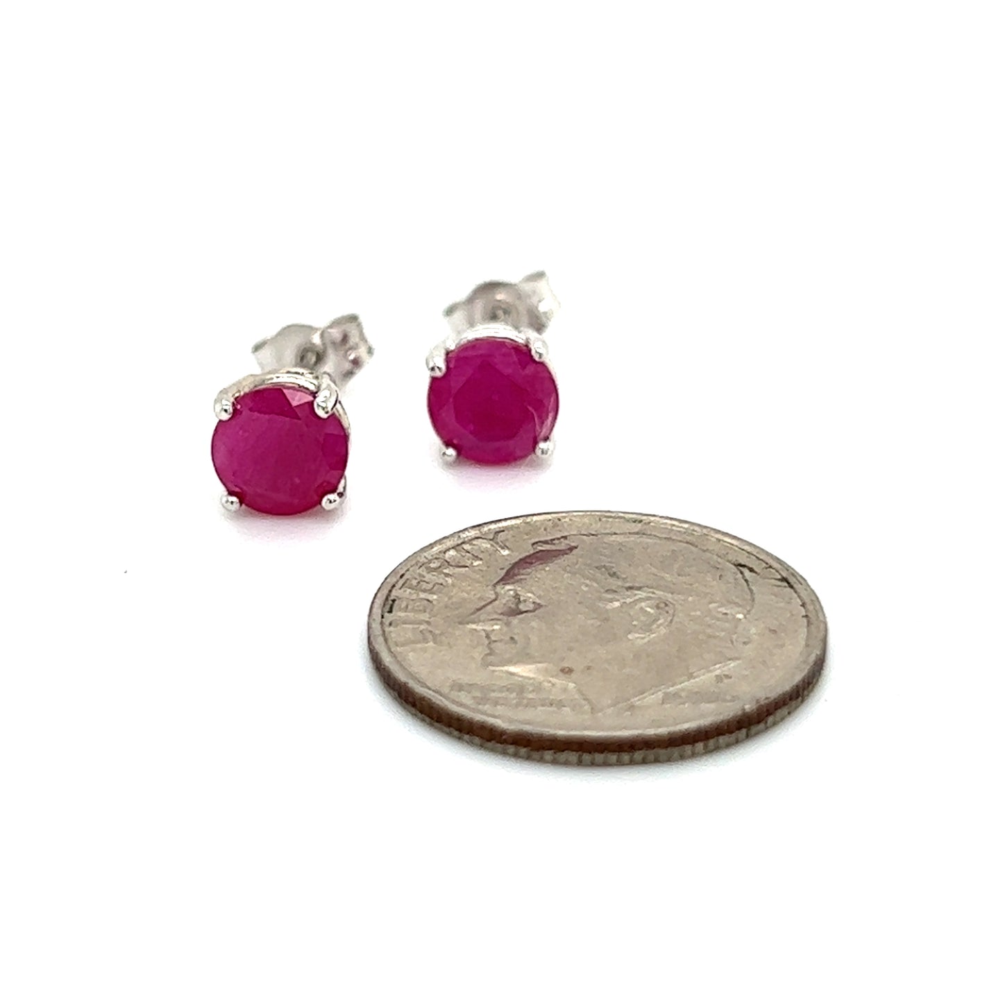 Natural Ruby Stud Earrings 14k Gold 1.91 TCW 1.28 Grams Certified $2,290 210750 - Certified Fine Jewelry
