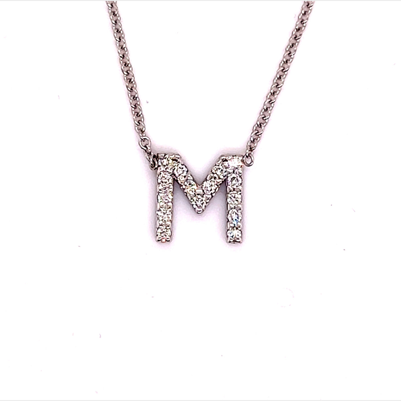 Diamond Letter "M" Pendant Necklace 18" 14k Gold 0.19 TCW Certified $1,950 121278 - Certified Fine Jewelry