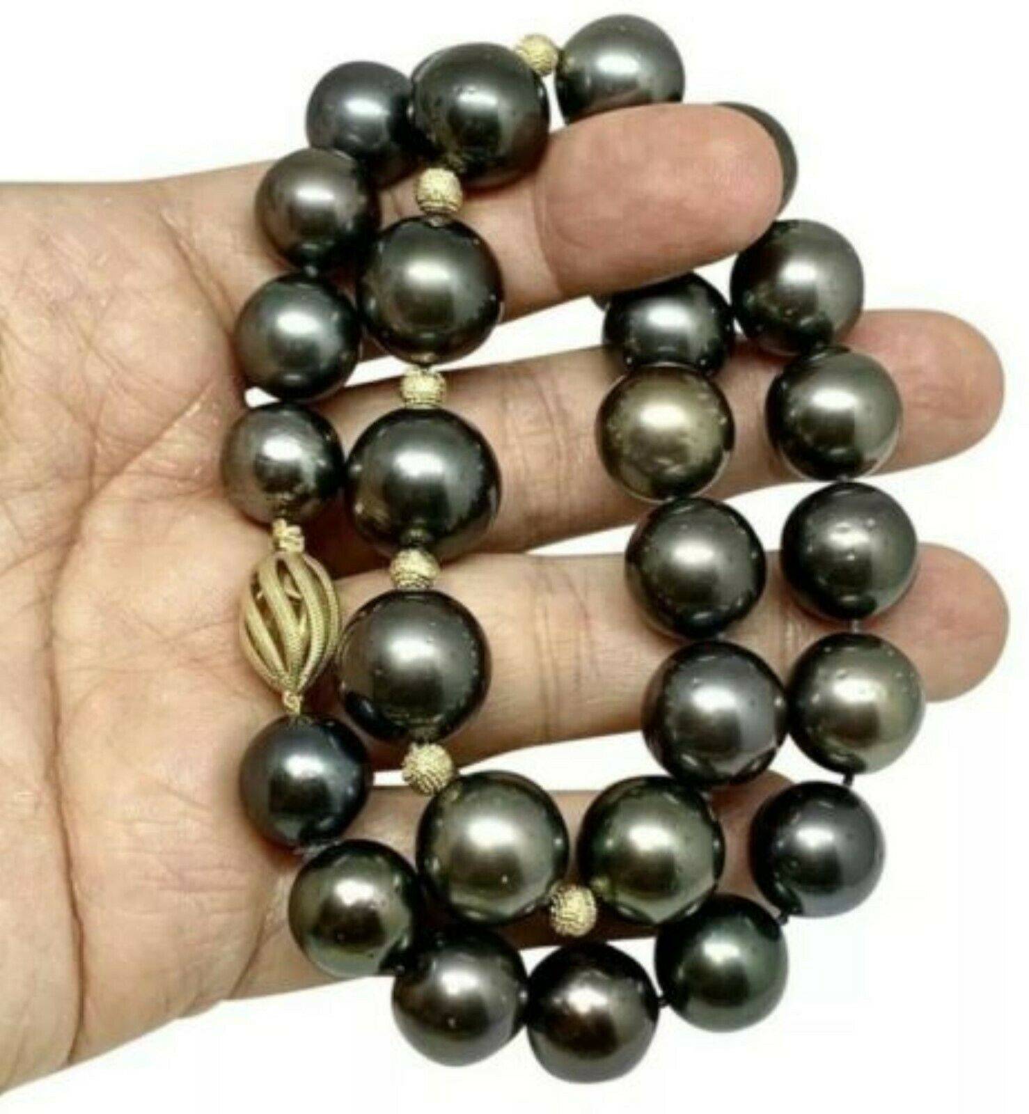 Diamond Tahitian Pearl Necklace 14k Gold 16.7 mm 19.5" Certified $19,470 915543 - Certified Fine Jewelry