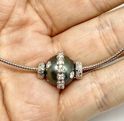 Diamond Tahitian Pearl Necklace 0.60 CT 14k Gold 13 mm 18" Certified $4,950 915320 - Certified Fine Jewelry