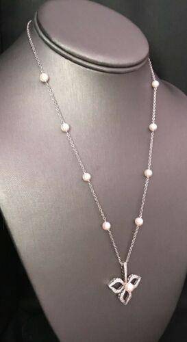 Diamond Akoya Pearl Necklace 14k Gold 5.75 mm 18.5" Certified $3,950 818062 - Certified Fine Jewelry
