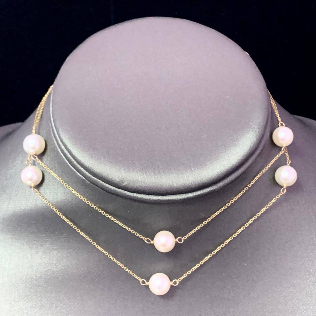 Akoya Pearl Necklace 8-7.50 mm 14k Gold 24.50" Women Certified $2,575 721781 - Certified Fine Jewelry