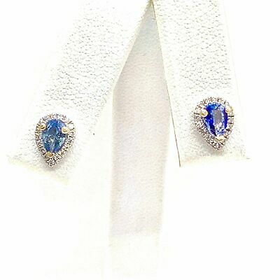 Diamond Sapphire Earrings 18k Gold Stud .60 CTW Certified $2,295 921738 - Certified Fine Jewelry