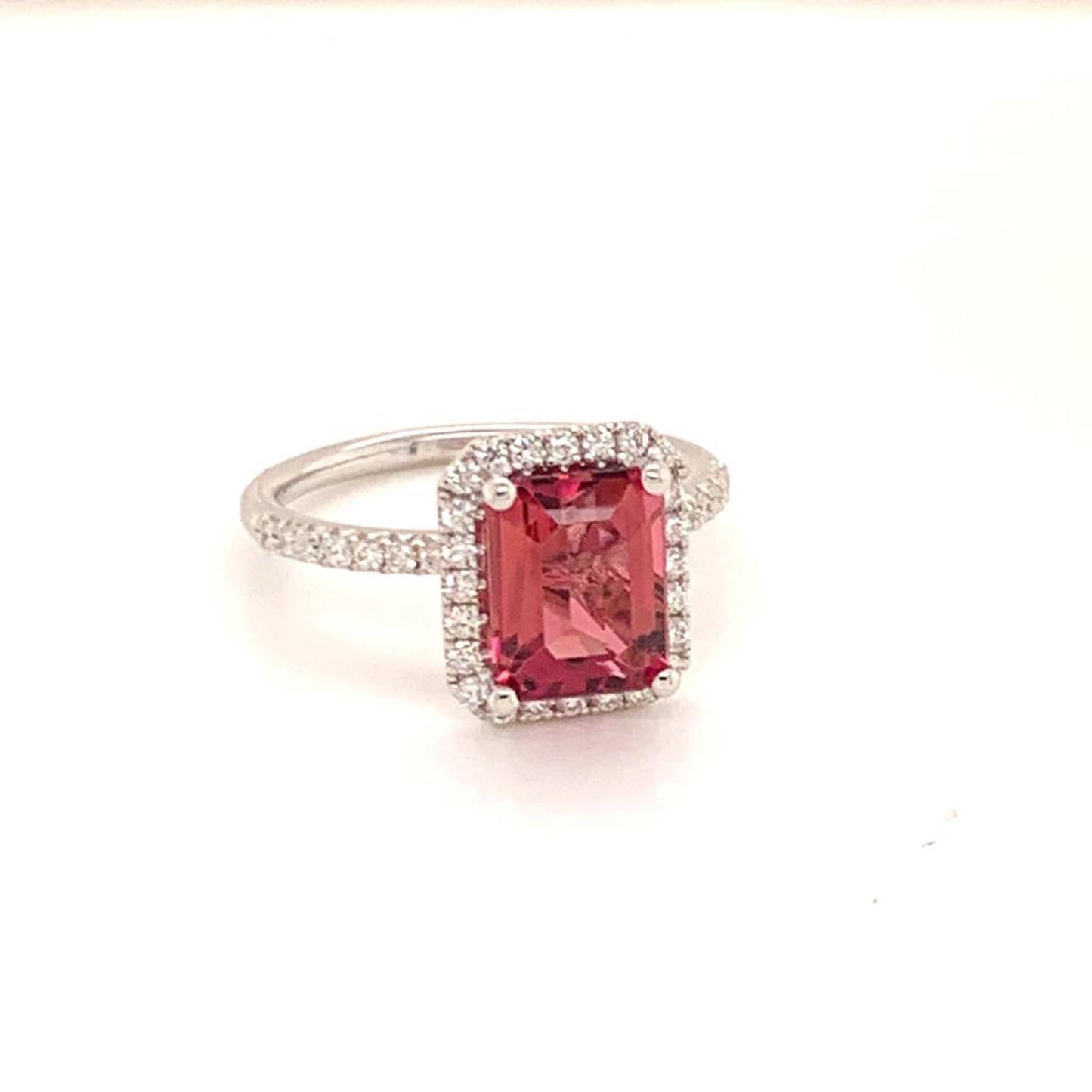 Diamond Tourmaline Rubellite Ring 6.5 18k Gold 3.11 TCW Certified $3,950 913131 - Certified Fine Jewelry