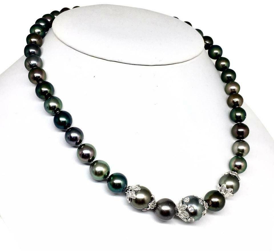 Diamond Tahitian Pearl Necklace 18k Gold 13.25 mm 17" Certified $19,690 822492 - Certified Fine Jewelry