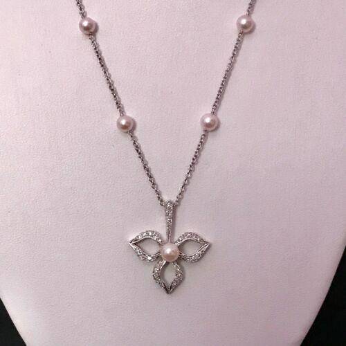 Diamond Akoya Pearl Necklace 14k Gold 5.75 mm 18.5" Certified $3,950 818062 - Certified Fine Jewelry
