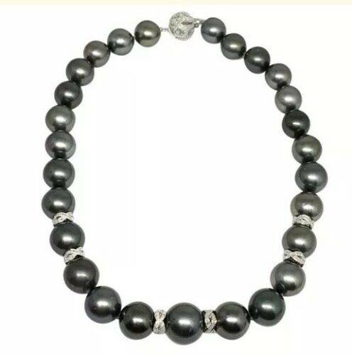 Diamond Tahitian Pearl 14k Gold Necklace 16 mm 16.5" Certified $29,750 914434 - Certified Fine Jewelry