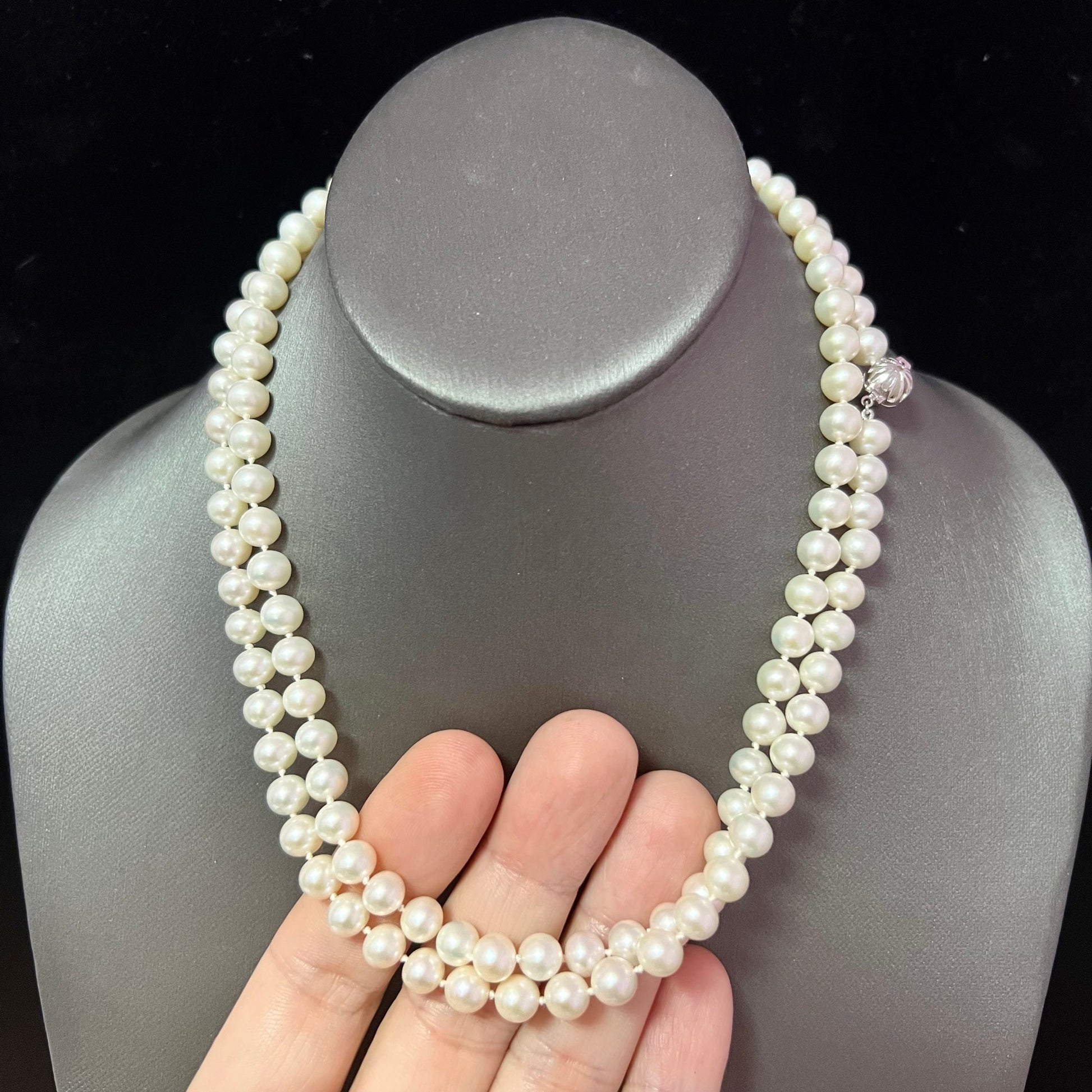 Akoya Pearl Necklace 36" 14k W Gold 7.5 mm 61.01g Certified $4,950 113106 - Certified Fine Jewelry