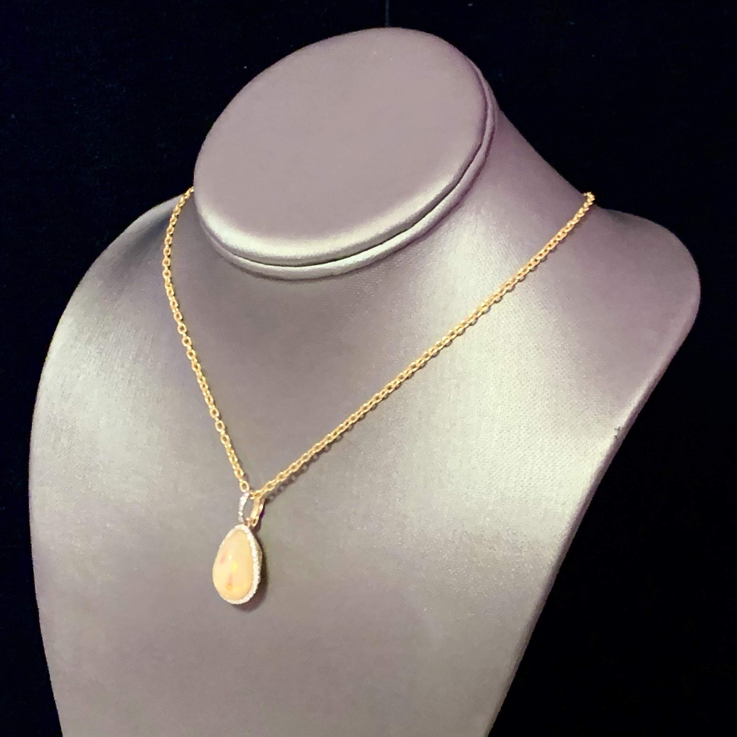 Natural Ethiopian Opal Diamond Necklace 17" 9.23 TCW Certified $5,950 114431 - Certified Fine Jewelry