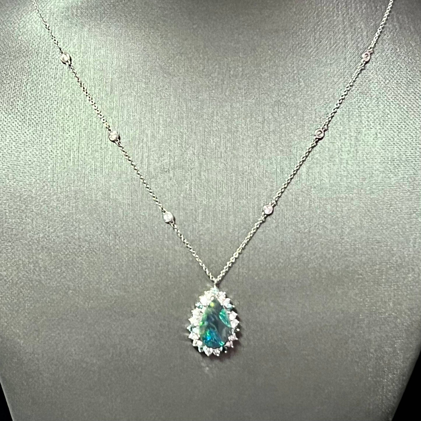 Natural Opal Diamond Pendant w/ 18" Gold Chain 3.25 TCW GIA Certified $8,950 211197 - Certified Fine Jewelry
