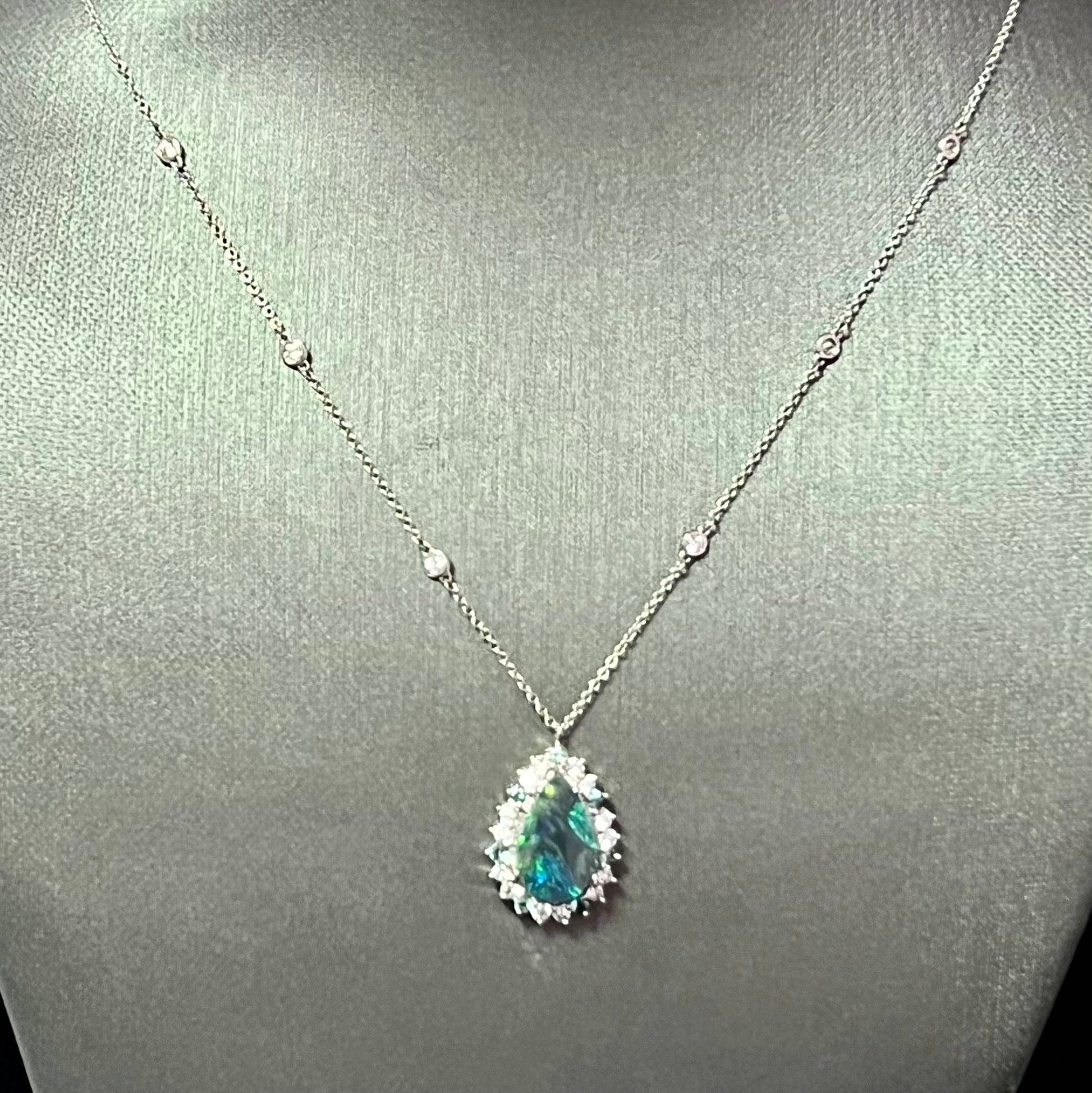 Natural Opal Diamond Pendant w/ 18" Gold Chain 3.25 TCW GIA Certified $8,950 211197 - Certified Fine Jewelry