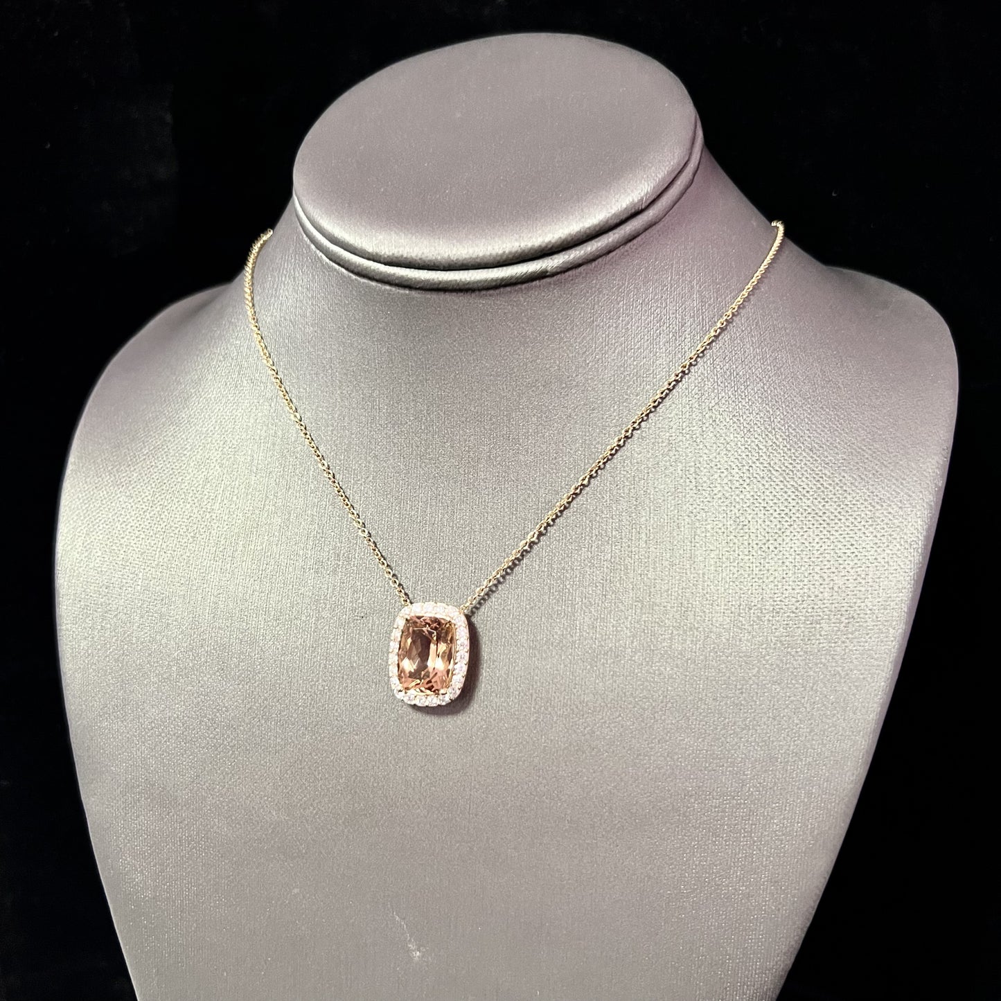 Diamond Morganite Pendant Necklace 14k Gold 7.35 TCW Certified $5,950 213256 - Certified Fine Jewelry