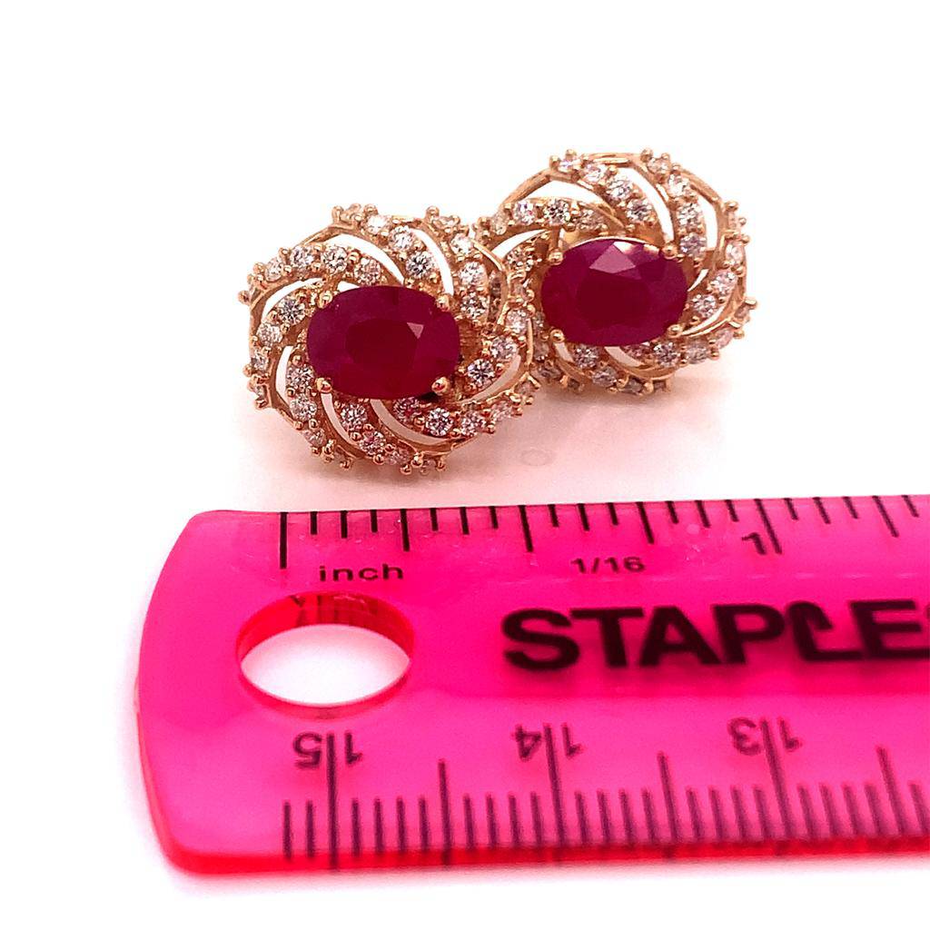 Diamond Ruby Earrings 14k Yellow Gold 3.64 TCW Certified 018671 - Certified Fine Jewelry