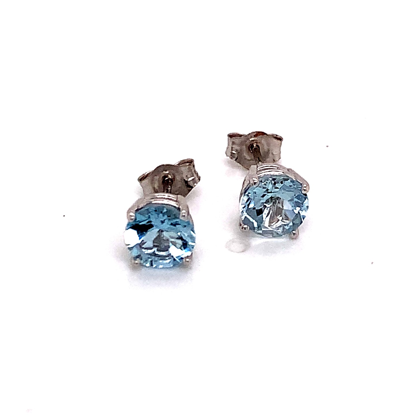 Natural Aquamarine Stud Earrings 14k White Gold 1.3 CTW Certified $950 113470 - Certified Fine Jewelry