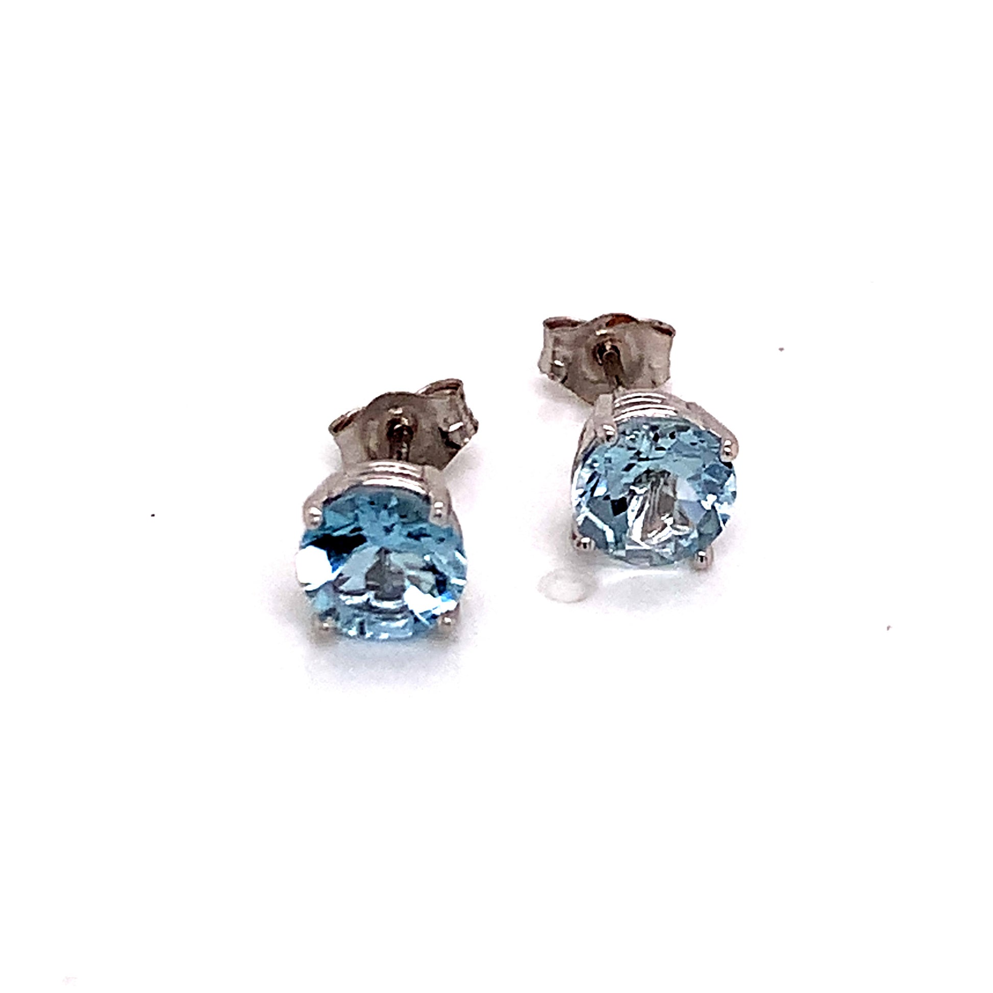 Natural Aquamarine Stud Earrings 14k White Gold 1.3 CTW Certified $950 113470 - Certified Fine Jewelry