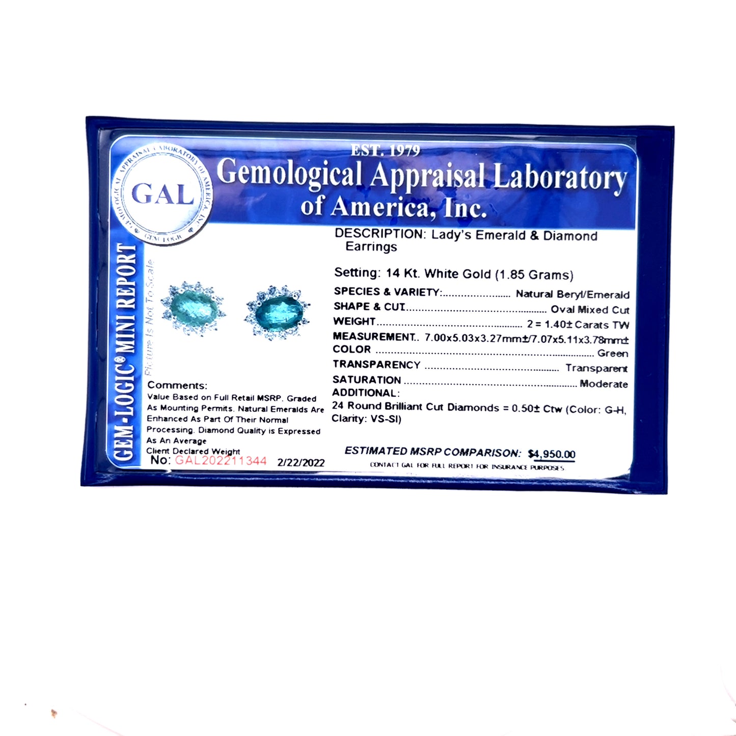 Natural Emerald Diamond Earrings 14k Gold 1.9 TCW Certified $4,950 211344 - Certified Fine Jewelry