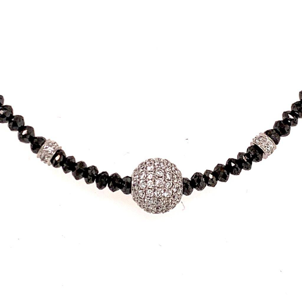 Diamond Black White Necklace 19 TCW 18k Gold 16 in Certified $5,950 920471 - Certified Fine Jewelry