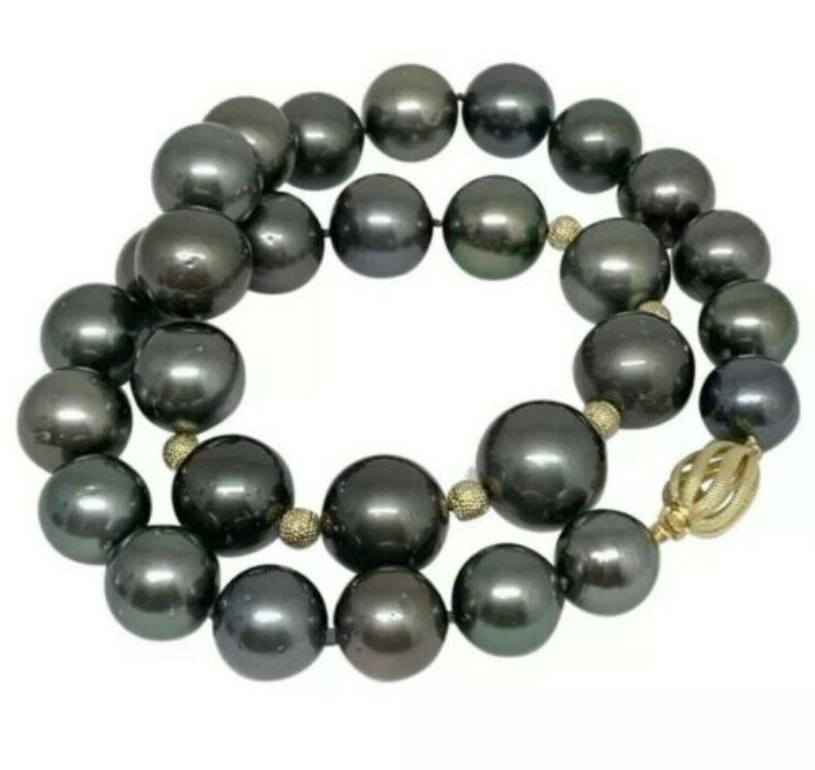 Diamond Tahitian Pearl Necklace 14k Gold 16.7 mm 19.5" Certified $19,470 915543 - Certified Fine Jewelry