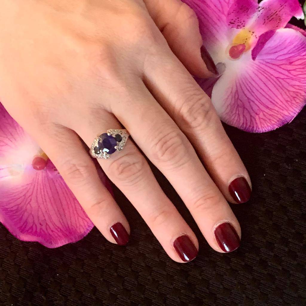 Diamond Sapphire Ring 14k Gold 3.31 TCW Women Certified $2,800 912271 - Certified Fine Jewelry