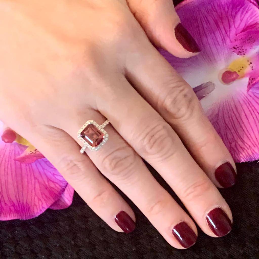 Diamond Tourmaline Rubellite Ring 6.5 18k Gold 3.11 TCW Certified $3,950 913131 - Certified Fine Jewelry