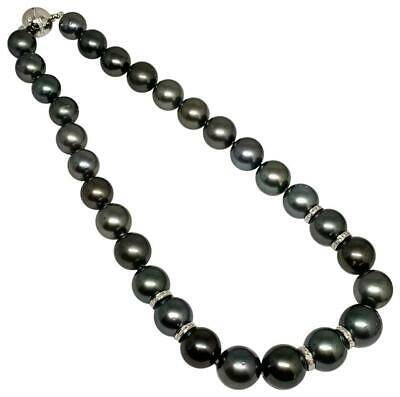 Diamond Tahitian Pearl Necklace 14k Gold 16.3 mm 16.5" Certified $24,000 914649 - Certified Fine Jewelry
