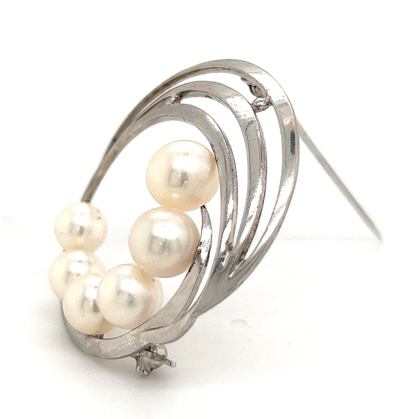 Mikimoto Estate Akoya Pearl Circle Brooch Sterling Silver 7.5 mm M264 - Certified Fine Jewelry