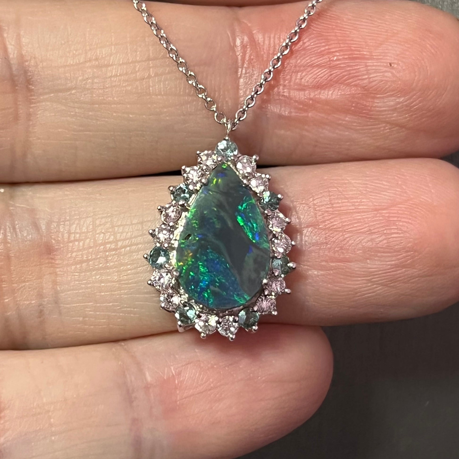 Natural Opal Diamond Pendant w/ 18" Gold Chain 3.25 TCW GIA Certified $8,950 211197 - Certified Fine Jewelry