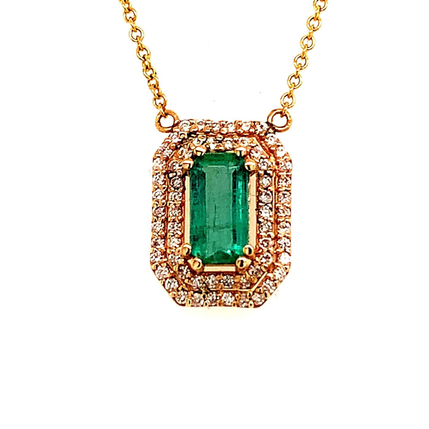 Natural Emerald Diamond Necklace 14k Gold 1.21 TCW 16" Certified $4,950 112176 - Certified Fine Jewelry