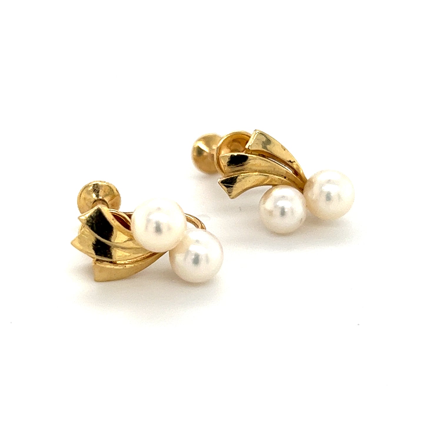Mikimoto Estate Akoya Pearl Earrings 14k Gold 5.70 mm 4.5 Grams M252 - Certified Fine Jewelry