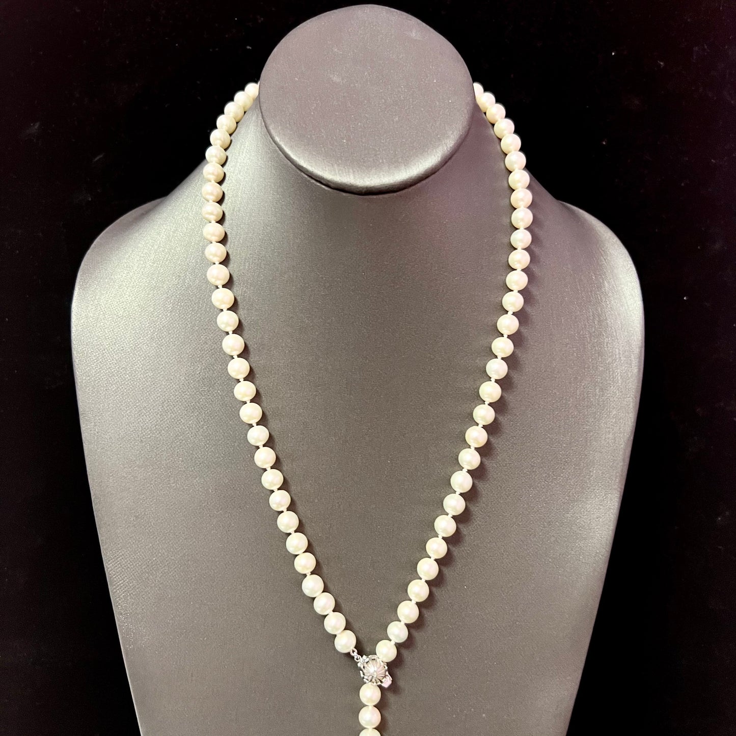 Akoya Pearl Necklace 36" 14k W Gold 7.5 mm 61.01g Certified $4,950 113106 - Certified Fine Jewelry