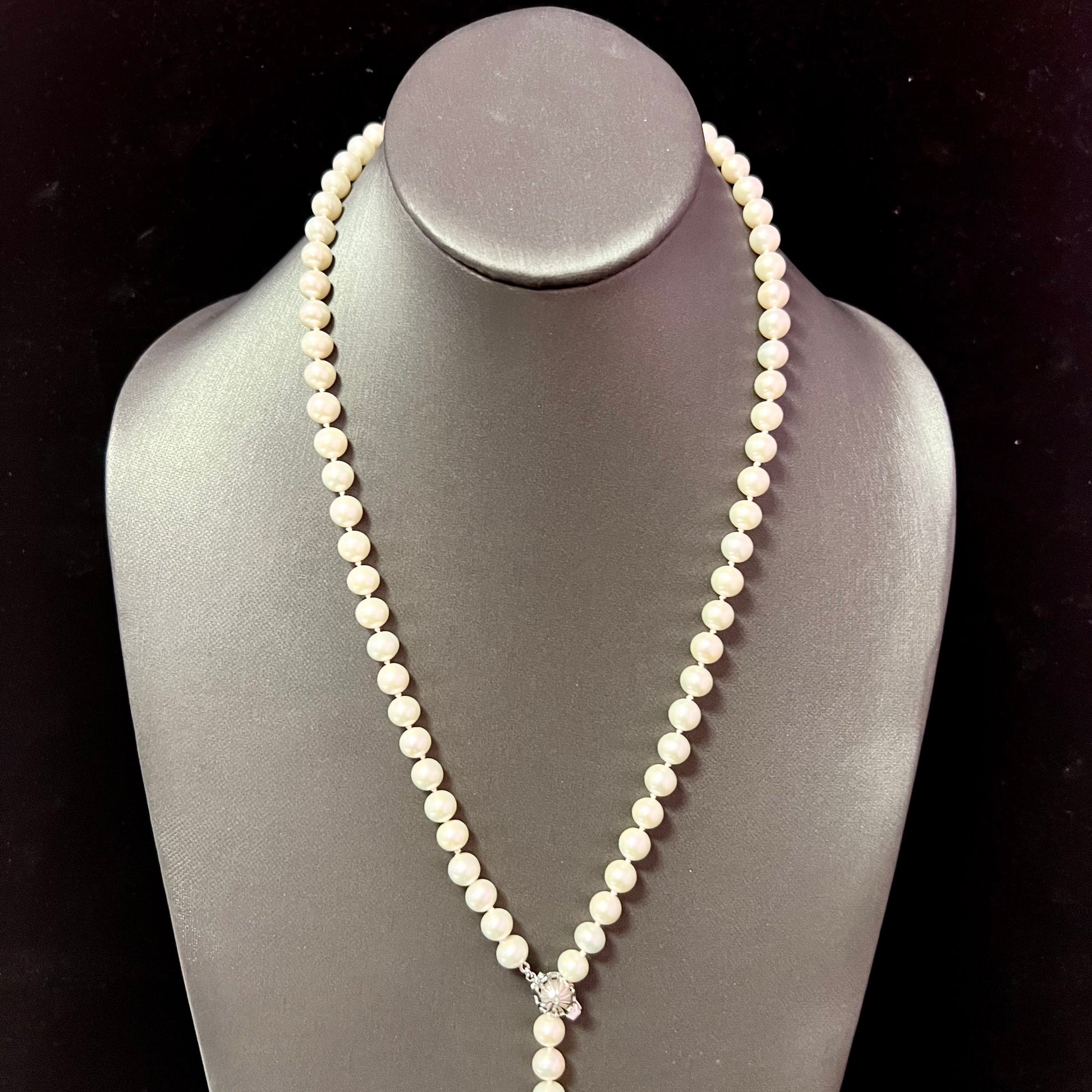 Akoya Pearl Necklace 36" 14k W Gold 7.5 mm 61.01g Certified $4,950 113106 - Certified Fine Jewelry