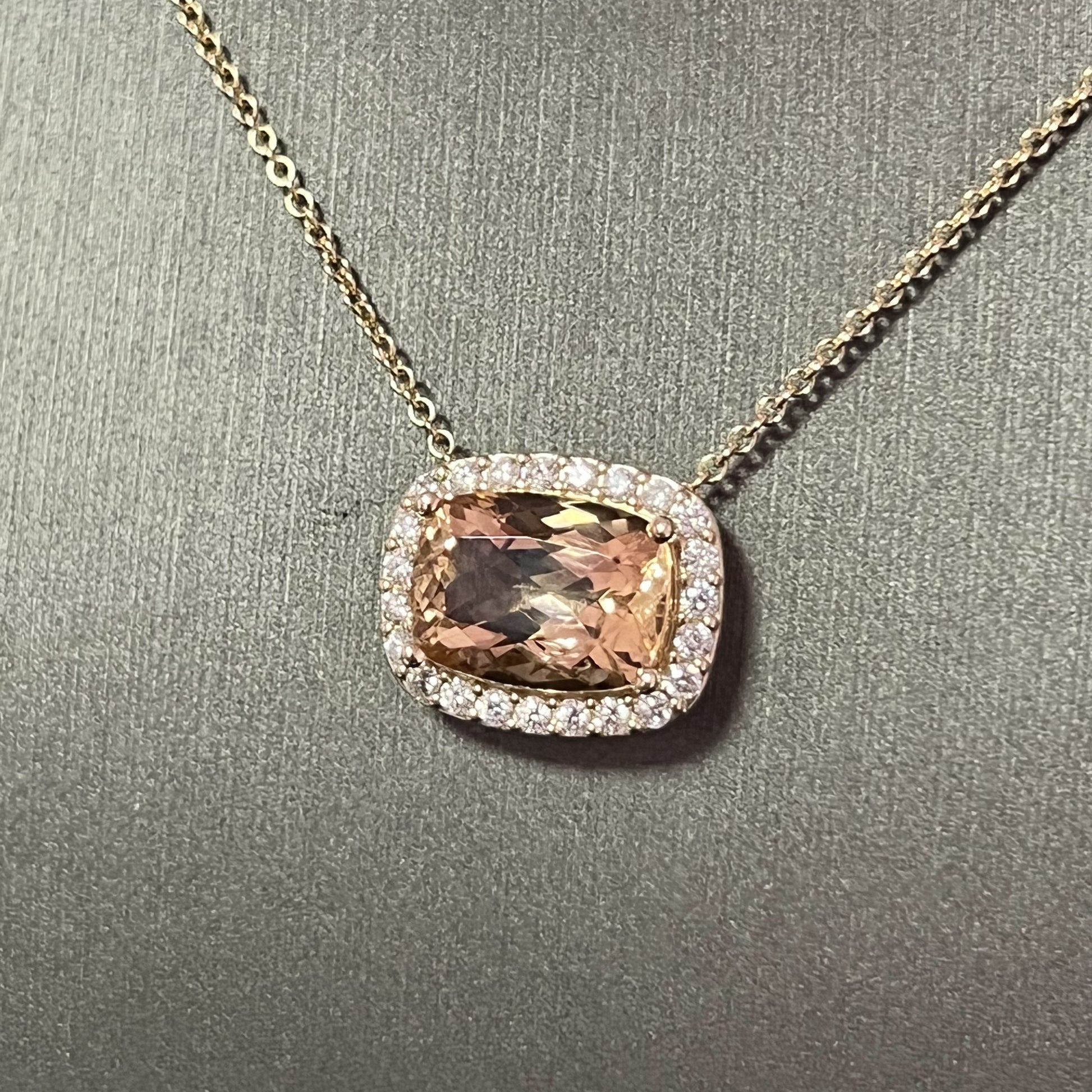 Diamond Morganite Pendant Necklace 14k Gold 7.35 TCW Certified $5,950 213256 - Certified Fine Jewelry