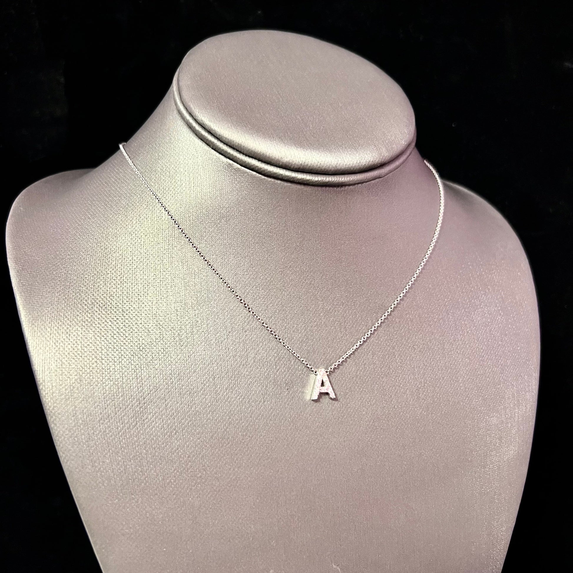 Diamond Letter "A" Pendant Necklace 18" 14k Gold 0.12 TCW Certified $1,950 121279 - Certified Fine Jewelry