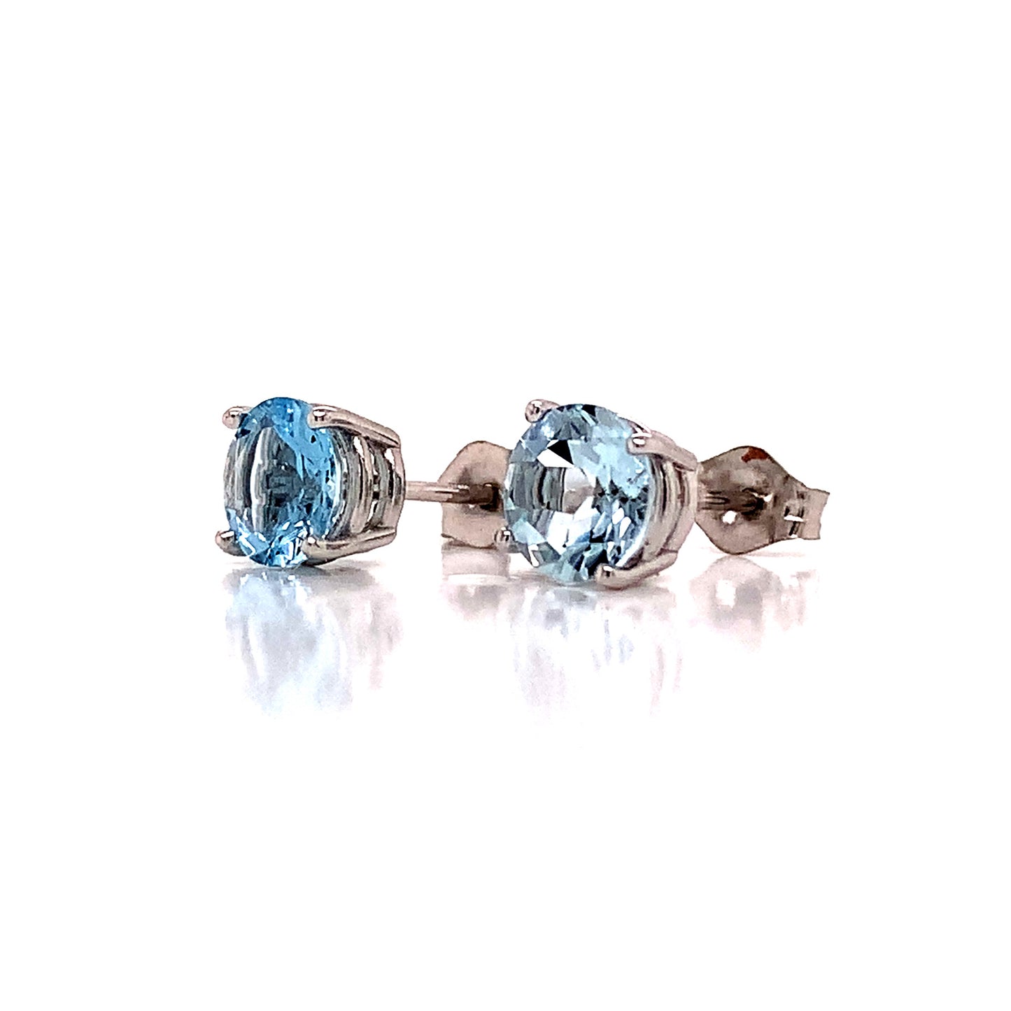 Natural Aquamarine Stud Earrings 14k White Gold 1.0 CTW Certified $590 111539 - Certified Fine Jewelry