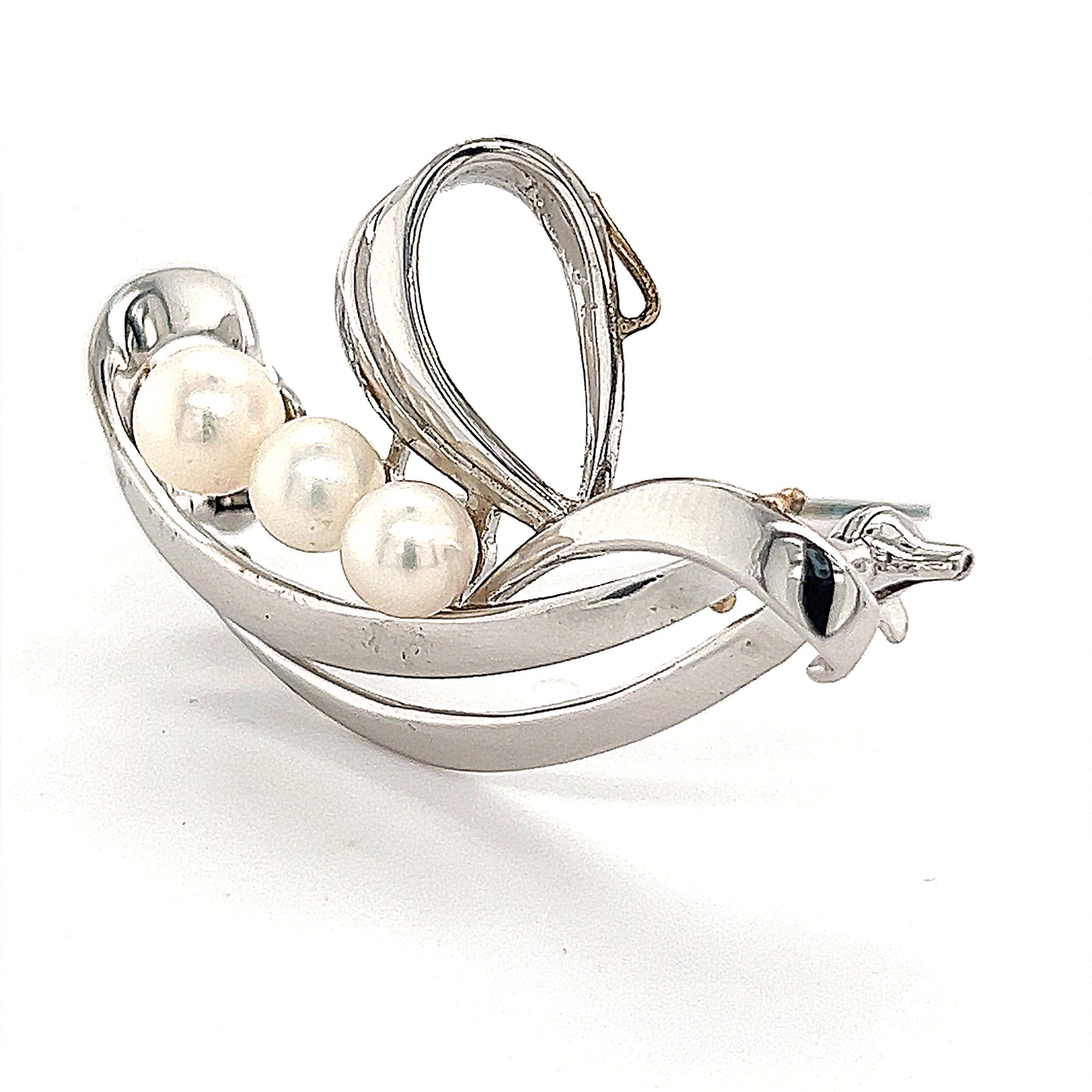 Mikimoto Estate Akoya Pearl Brooch Sterling Silver 6.5 mm 5 Grams M240 - Certified Fine Jewelry