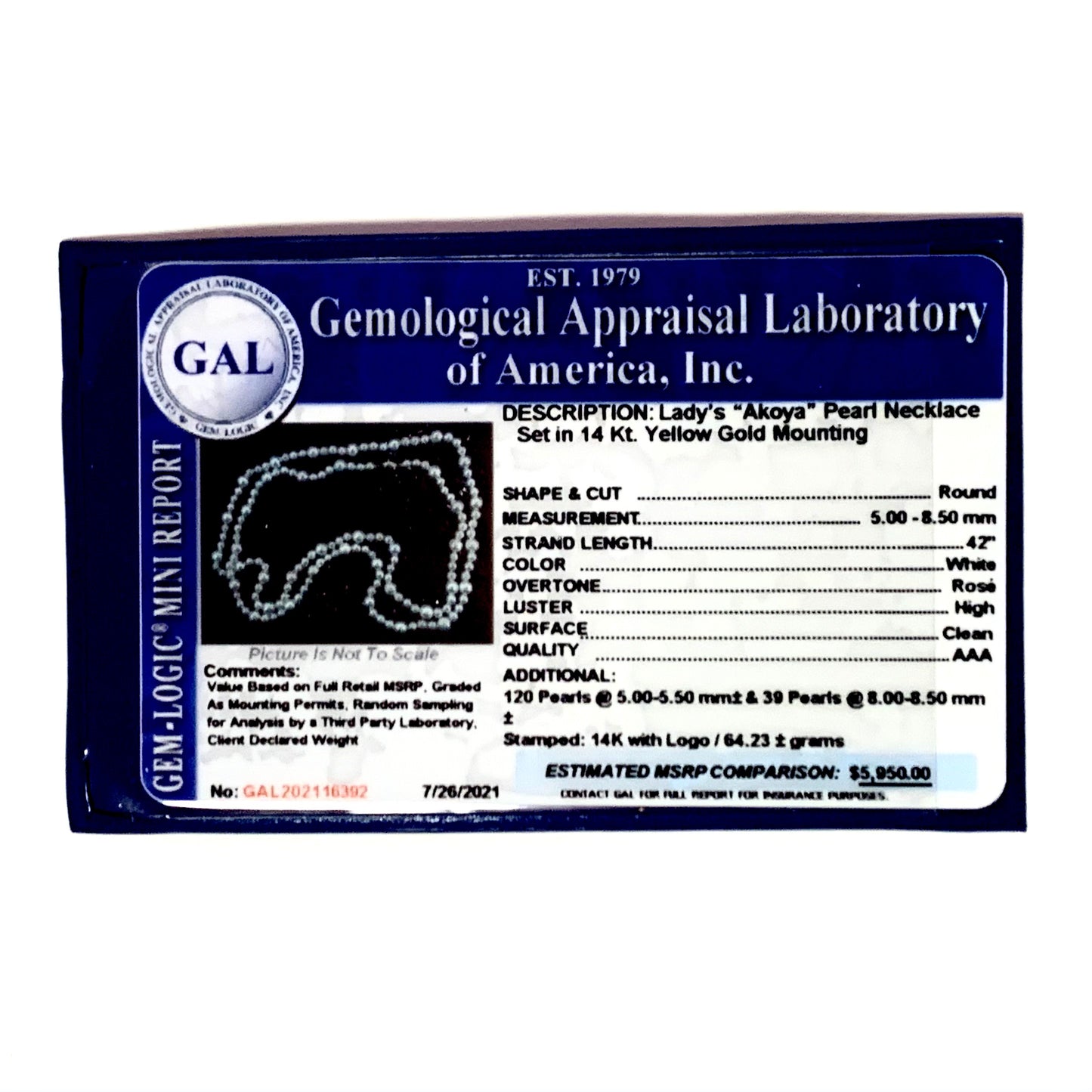 Akoya Pearl Necklace 14k Gold 42" 8.5 mm Certified $5,950 116392 - Certified Fine Jewelry