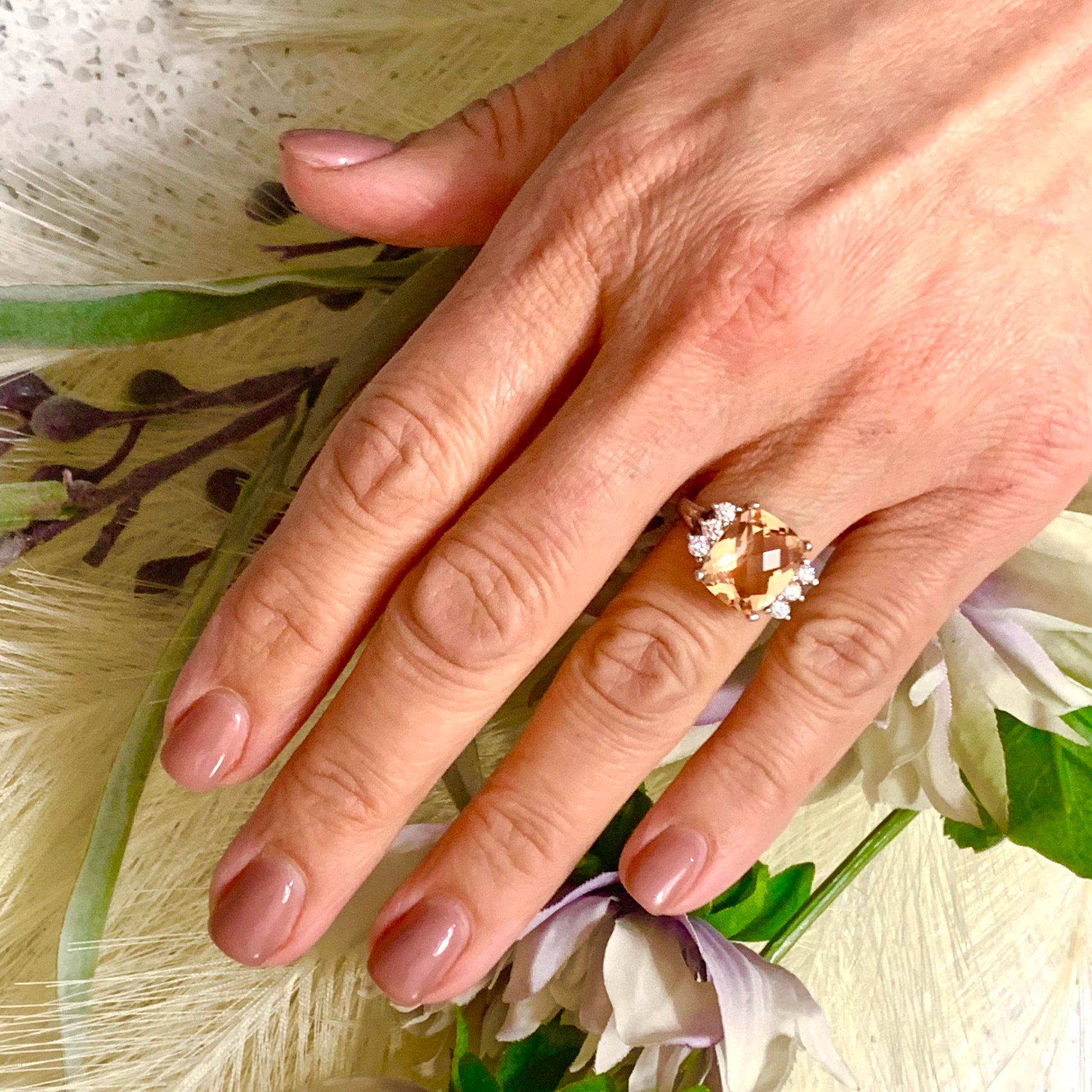 Diamond Morganite Ring Size 7.25 14k Gold 5.60 TCW Certified $5,950 120600 - Certified Fine Jewelry