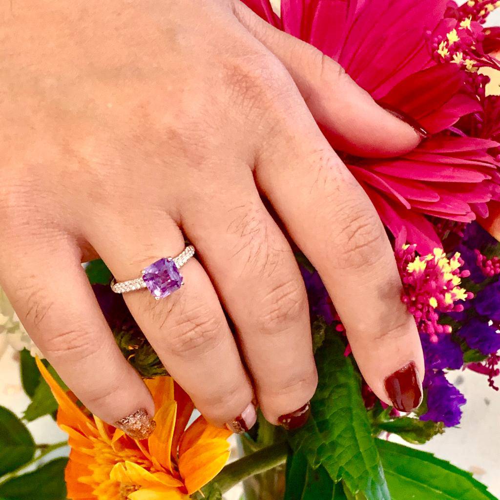 Purple Sapphire Diamond Ring 18k Gold Women 1.72 TCW Certified $3,950 913136 - Certified Fine Jewelry