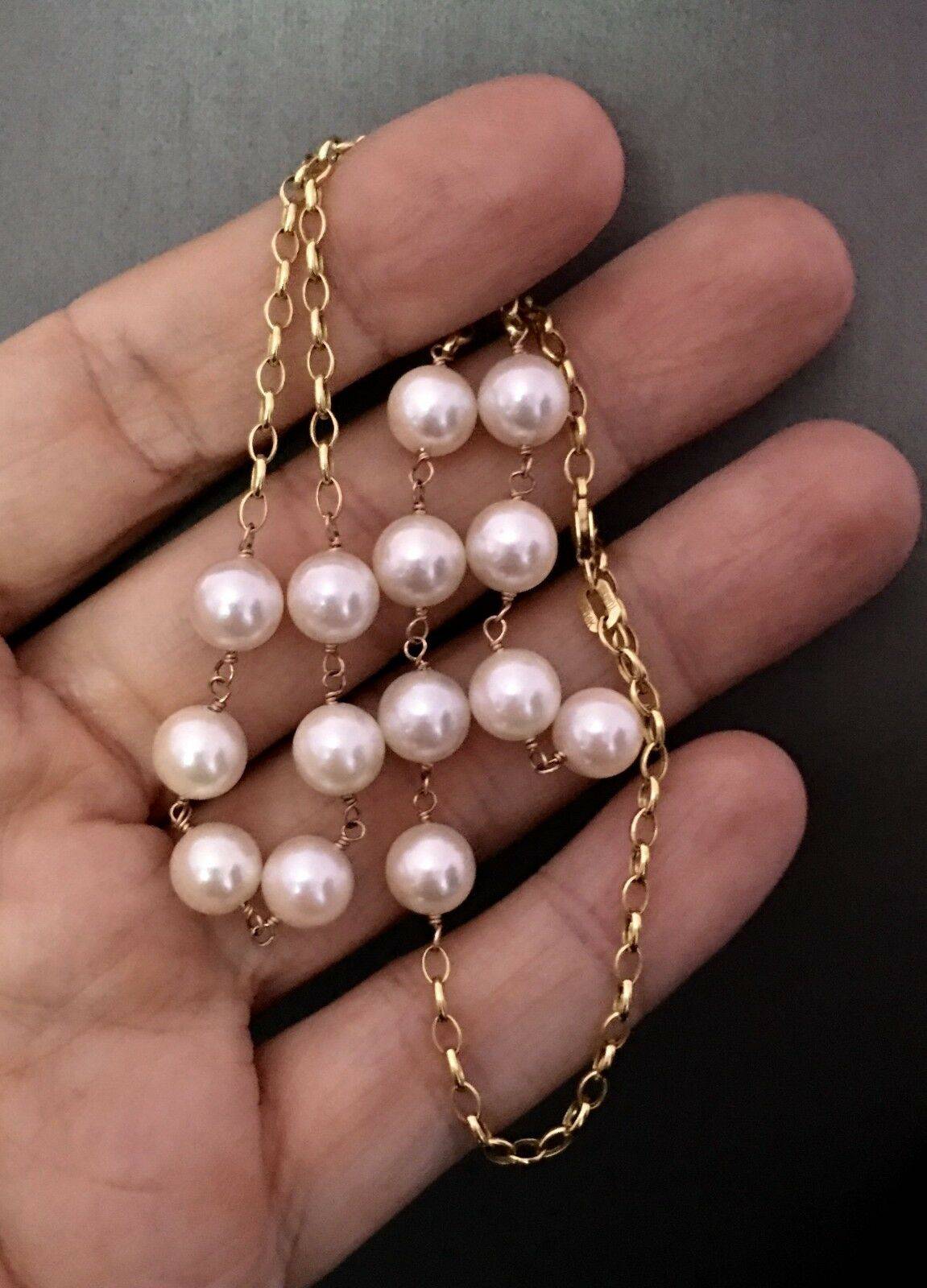 Necklace Akoya Pearl 8.10 mm 18.75" 14k Gold Women Certified $2,000 717458 - Certified Fine Jewelry