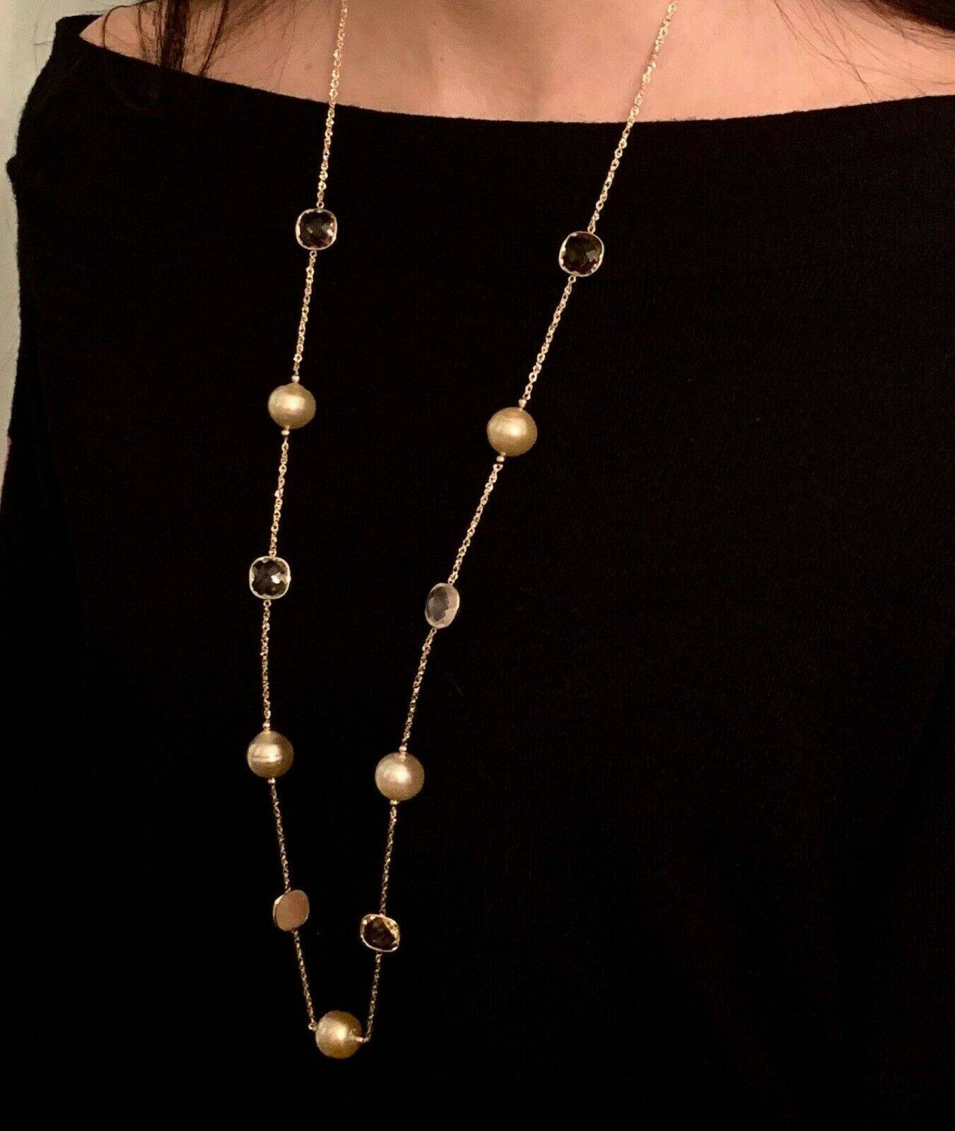 South Sea Gold Pearl Quartz Necklace 14k Gold 14.6 mm Certified $2,970 820708 - Certified Fine Jewelry