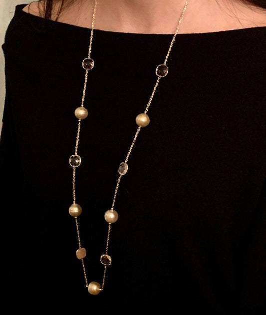South Sea Gold Pearl Quartz Necklace 14k Gold 14.6 mm Certified $2,970 820708 - Certified Fine Jewelry